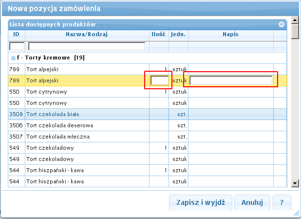 Jak dodawać pozycję do zamówienia - krok 1